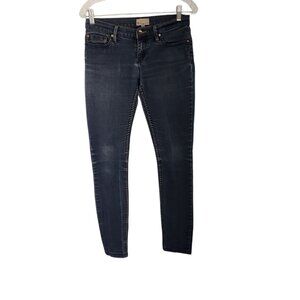 ROXY DENIM Jeans Blue Slim Stretch Tapered Leg Low Rise Juniors Size 5/27 EUC